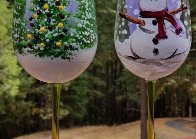 W-0074 SNOWMAN AND EVERGREENS